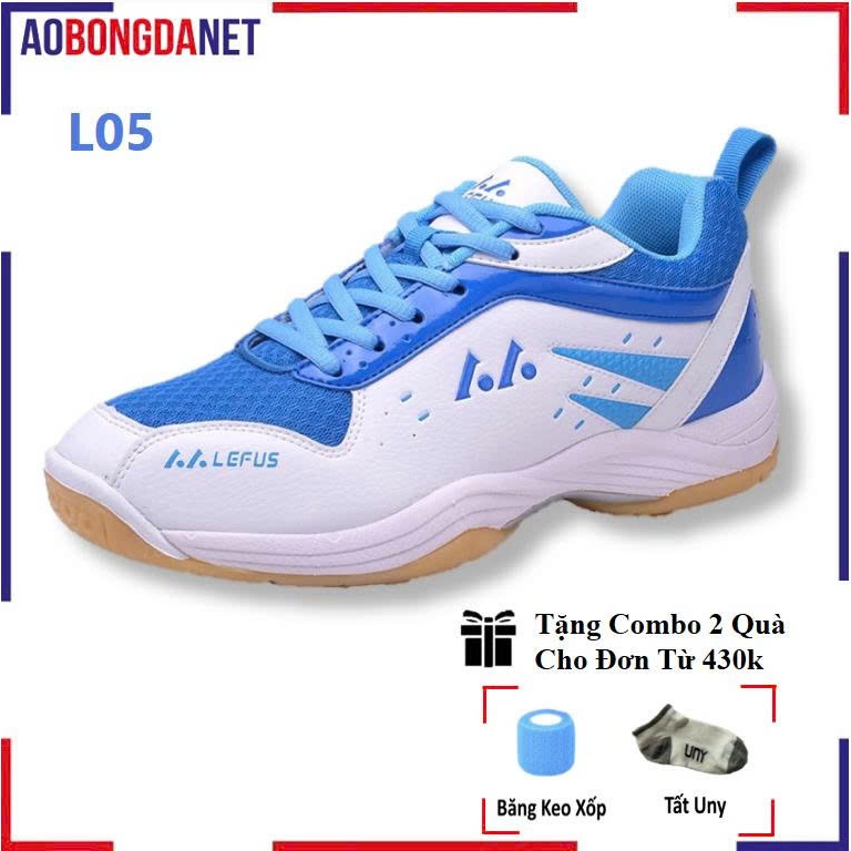 Giày Cầu Lông Lefus L05, Giày Thể Thao Đế Cao Su Đàn Hồi, Da PU Lưới Thoáng Khí