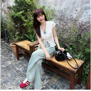  BIGSIZE - Áo bèo tay ngắn cột dây 3 tầng form hách eo L034 