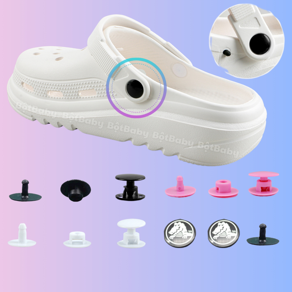 4 Bộ nút nhựa chốt quai dép cross, khóa cài quai dép nhựa PVC cao cấp