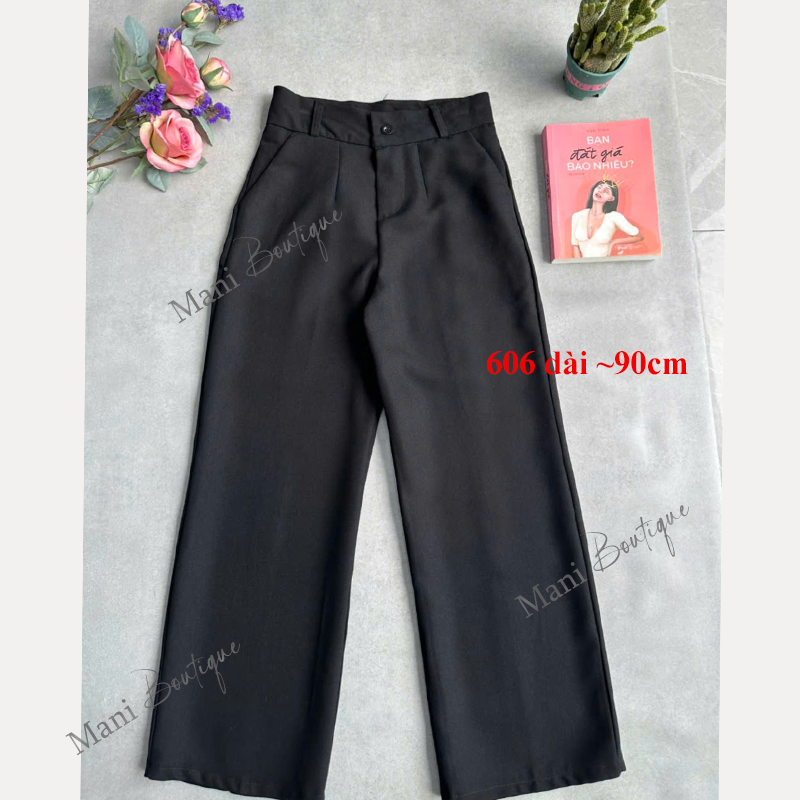 Quần Ống Rộng Nữ Cạp Cao Đi Học Làm Chơi  Dáng Dài Quần Tây Nữ Lưng Cao 1 Khuy Vải Đen Dày Đáy Cao | BigBuy360 - bigbuy360.vn