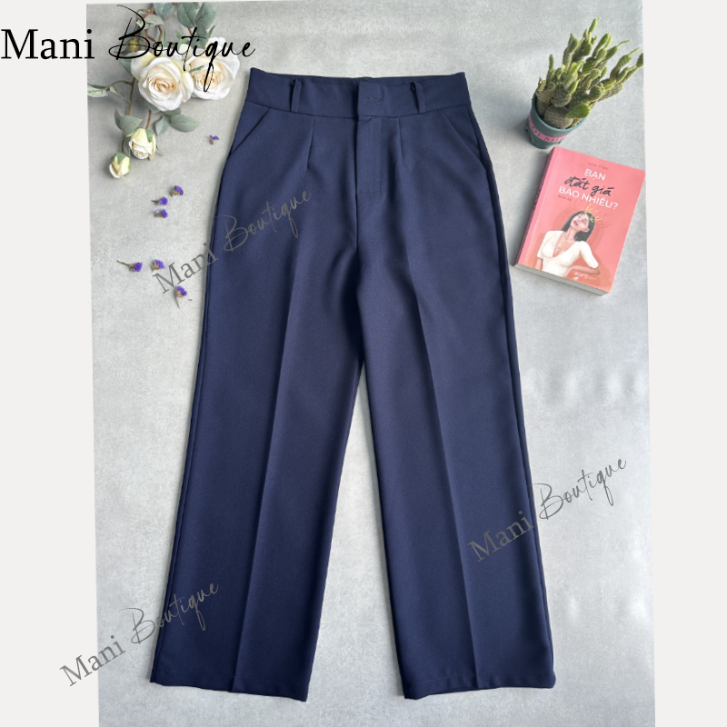 Quần Ống Rộng Nữ Cạp Cao Đi Học Làm Chơi  Dáng Dài Quần Tây Nữ Lưng Cao 1 Khuy Vải Đen Dày Đáy Cao | BigBuy360 - bigbuy360.vn
