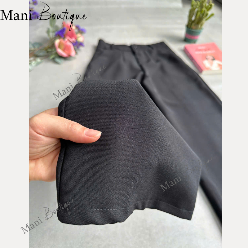 Quần Ống Rộng Nữ Cạp Cao Đi Học Làm Chơi  Dáng Dài Quần Tây Nữ Lưng Cao 1 Khuy Vải Đen Dày Đáy Cao | BigBuy360 - bigbuy360.vn