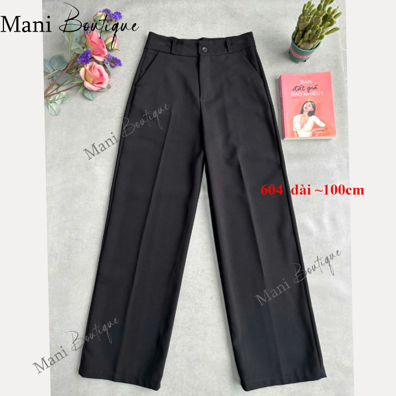 Quần Ống Rộng Nữ Cạp Cao Đi Học Làm Chơi  Dáng Dài Quần Tây Nữ Lưng Cao 1 Khuy Vải Đen Dày Đáy Cao | BigBuy360 - bigbuy360.vn