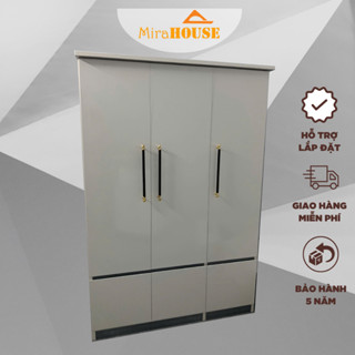 Tủ Nhựa Đài Loan 3 Cánh - MIRA HOUSE - Tủ quần áo Cao 1m85 dài 1m25 sâu 50cm, miễn phí lắp đặt