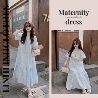 Đầm bầu babydoll công sở , váy bầu thiết kế hoa nhí cổ dây dáng dài che khuyết điểm cực tốt Linhlinhclothes