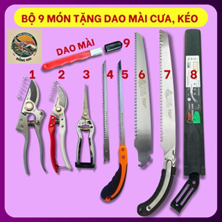 Kéo cắt cành SK5 chuẩn Nhật, kéo tỉa cây cảnh, cưa gỗ cầm tay trong bộ dụng cụ làm vườn 9 món.