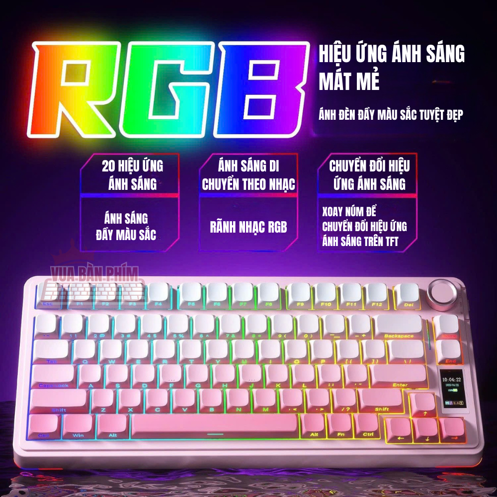 Bàn phím cơ aula S75 Pro 3 mode, màn hình tùy chỉnh, led rgb, gasket mount, hotswap, key cap pbt double shot, full foam | BigBuy360 - bigbuy360.vn