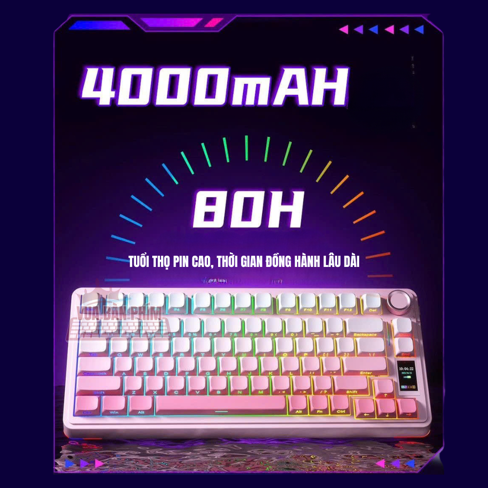 Bàn phím cơ aula S75 Pro 3 mode, màn hình tùy chỉnh, led rgb, gasket mount, hotswap, key cap pbt double shot, full foam | BigBuy360 - bigbuy360.vn