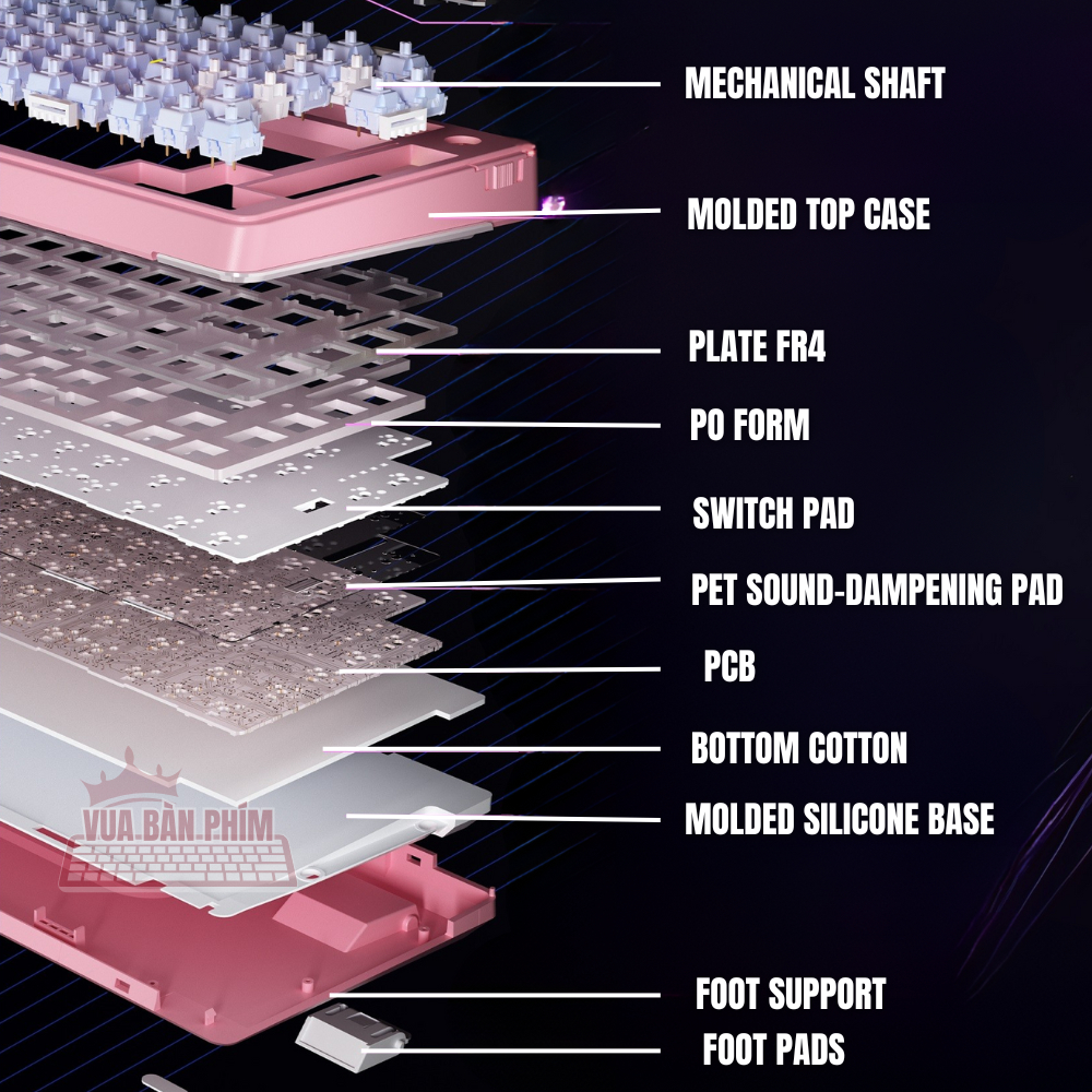 Bàn phím cơ aula S75 Pro 3 mode, màn hình tùy chỉnh, led rgb, gasket mount, hotswap, key cap pbt double shot, full foam | BigBuy360 - bigbuy360.vn
