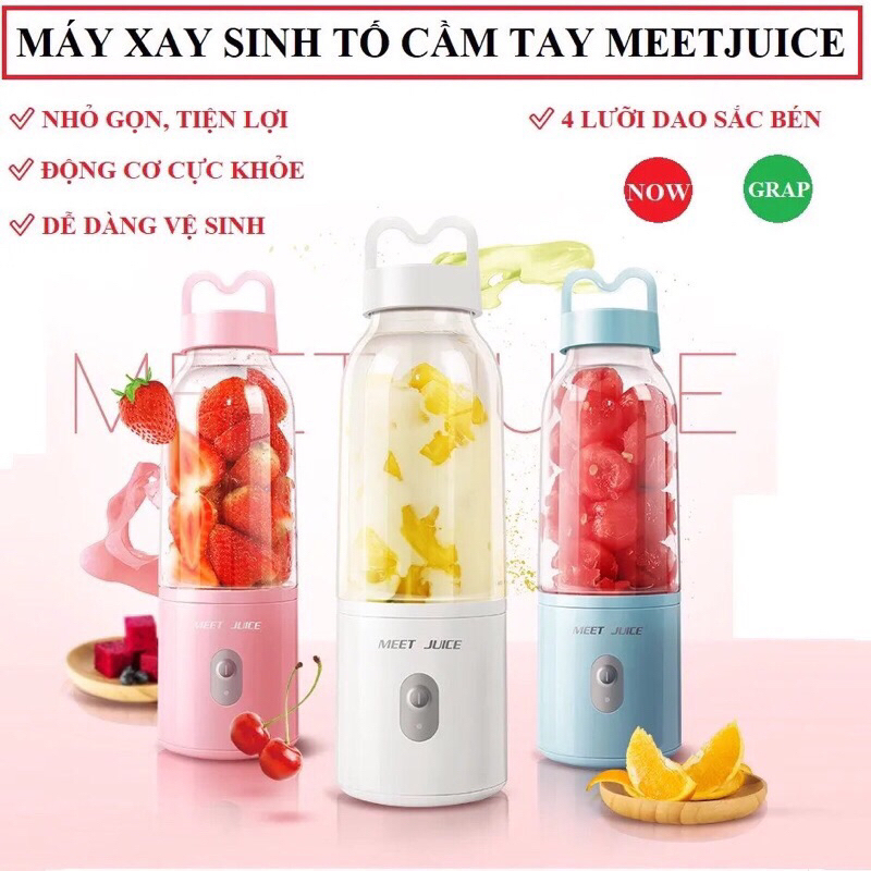 Máy Xay Sinh Tố Cầm Tay Meet Juice Xay Tiện Lợi, Xay Các Loại Quả, Siêu Bền, Dễ Làm Sạch