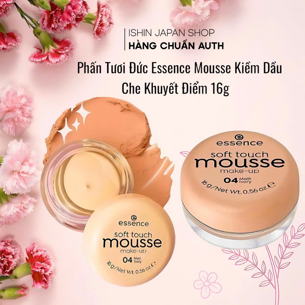 Phấn Tươi Đức Essence Mousse Kiềm Dầu Che Khuyết Điểm 16g
