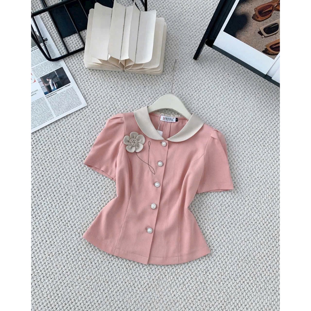 ÁO KIỂU PHỐI HOA DỄ THƯƠNG A44