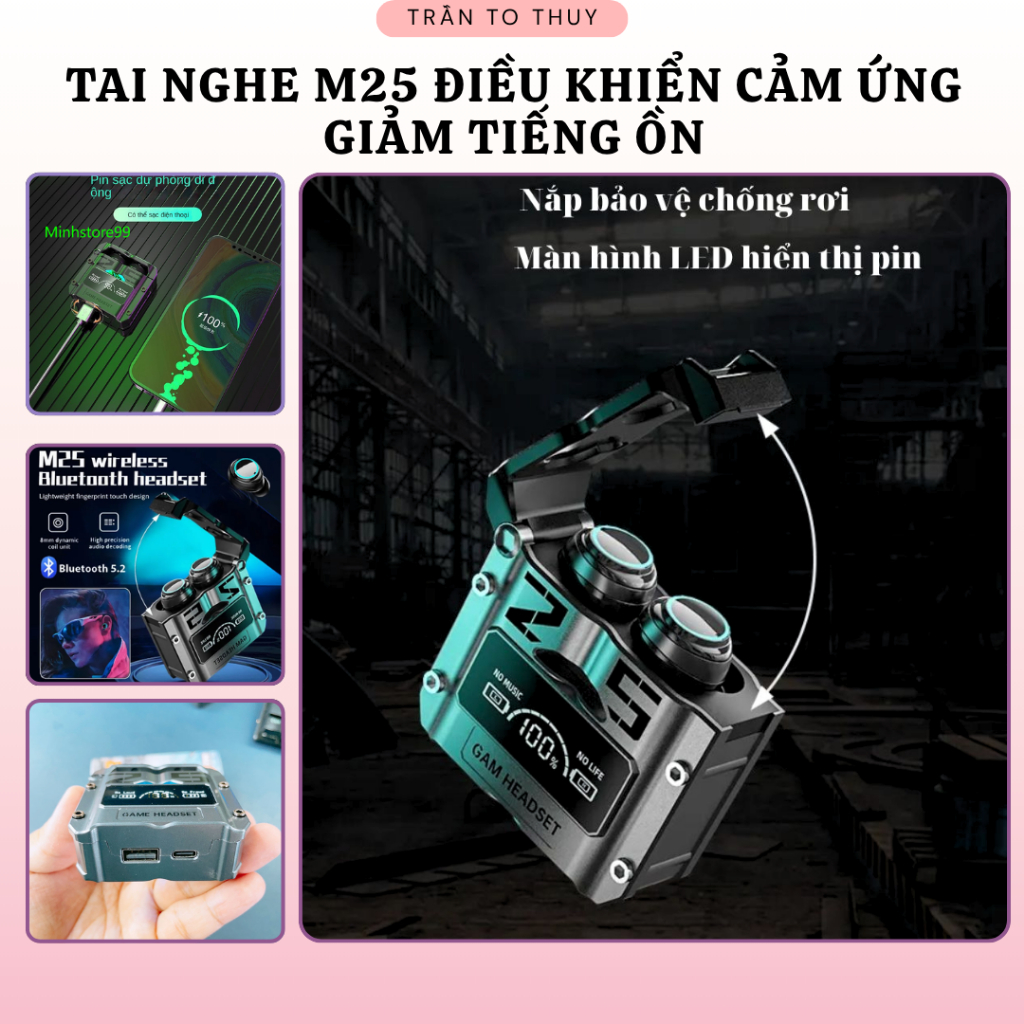 [M25] Tai Nghe Bluetooth M25 Gaming âm thanh tốt, độ trễ thấp, pin trâu 5-6 tiếng, chống ồn, thích h