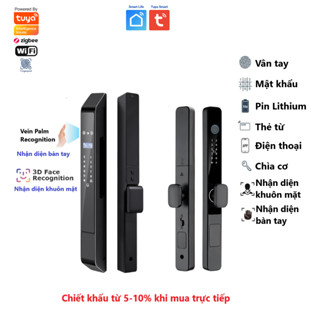  Khóa Face ID vân tay cửa nhôm xingfa sắt gỗ  quản lý qua App Tuya kêt nối Wifi   Zigbee chống nước 