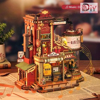   Bản TIẾNG ANH Hộp nhạc lắp ráp gỗ 3D DIY cơ động học Rolife Dream Gift Factory Music Box Wooden Puzzle EAB01 Quà tặng 