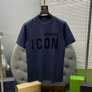 Áo phông nam nữ D2 cotton xước in chữ ICON cao su tráng gương nổi ngực basic AP650P