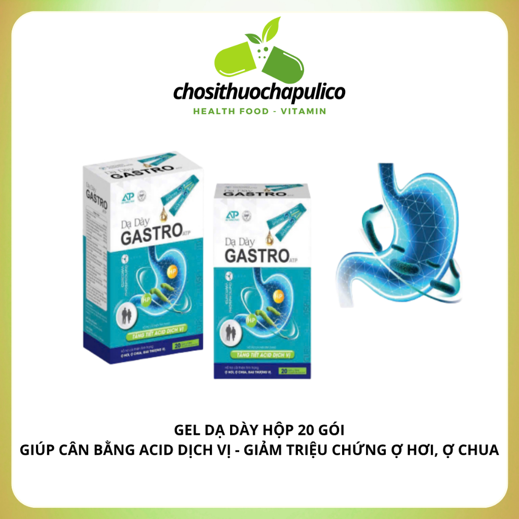 Gel Dạ Dày Gastro ATP Hỗ Trợ Giảm Đau, Trào Ngược, Ợ Chua, Ợ Nóng Hộp 20 Gói
