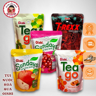   Thùng 50 Túi 180ml  Túi Nước Trái Cây Hoa Quả Oishi Vị Táo Nho Đào Chanh T-rexx 