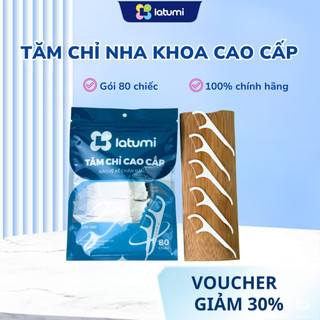  Tăm chỉ nha khoa Latumi gói 80 que tăm chỉ nhựa xỉa răng làm sạch an toàn 