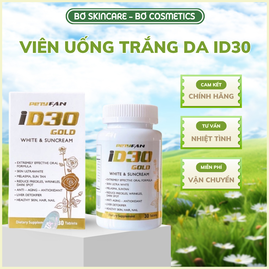 ( CHÍNH HÃNG) Viên uống chống lão hoá trắng da PETYFAN ID30 GOLD ( 30 viên)