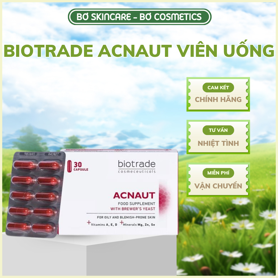 Thực Phẩm Bảo vệ sức khoẻ Acnaut Food Supplement with brewer’s yeast giúp giảm mụn,giảm dầu nhờn cho da (Hộp 30 Viên)