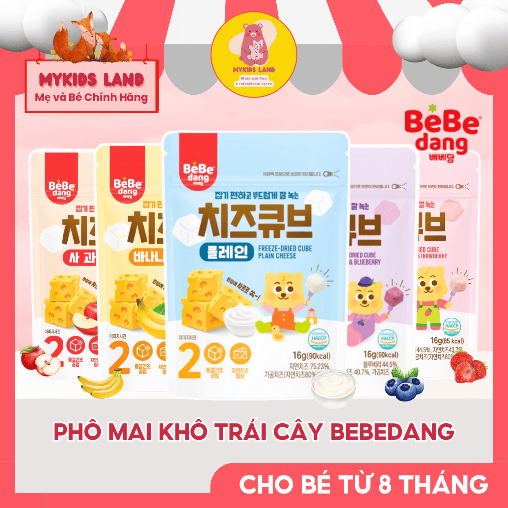 [DATE T6.2026] Phô Mai Khô Sấy Lạnh Vị Trái Cây BEBEDANG Hàn Quốc Cho Bé Từ 8M+ - [MẪU MỚI]