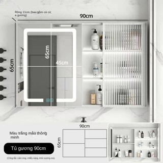  Tủ gương nhà tắm thông minh nhôm gương tủ với đèn Led tường sương mù khử lưu vực Cr Vanity tủ phòng tắm 