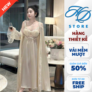   Hoả Tốc HCM  Đầm Ngủ Cao Cấp Váy Ngủ Nữ 2 Dây Kèm Áo Choàng Dài Lụa Latin Quyến Rũ - HD STORE 