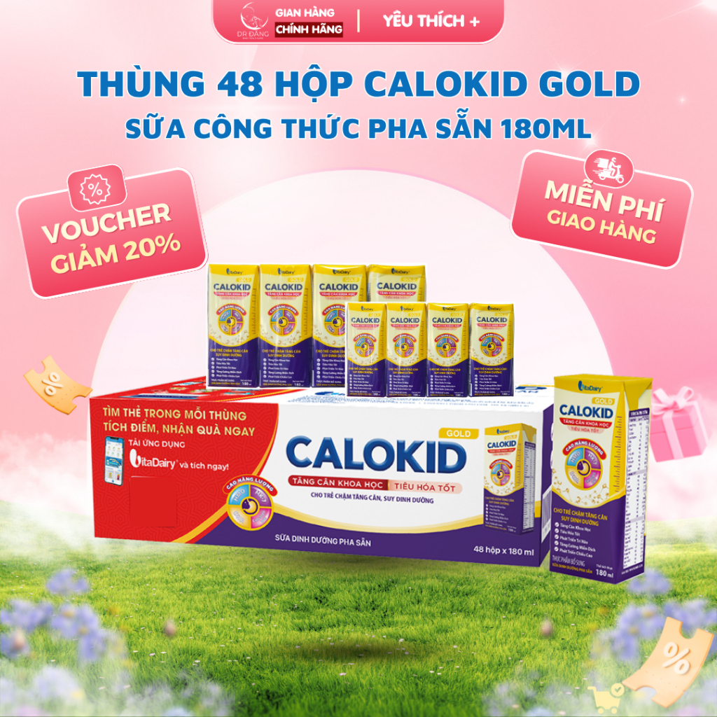 Thùng 48 Hộp Calokid Gold Sữa Công Thức Pha Sẵn 180ml