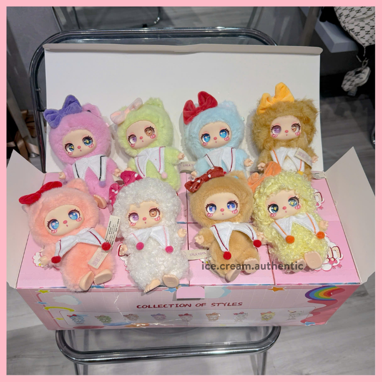 [Hỏa tốc HCM] Blind Box móc khóa gấu bông Lila Lucky cat V3 chính hãng có checkcard