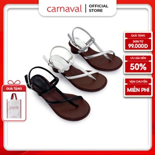 Sandal Nữ Carnaval Quai Mảnh Đế Tròn Thấp 3cm, Xỏ Ngón Cao Gót Nữ Thanh Lịch Đi Học Đi Làm - VS166