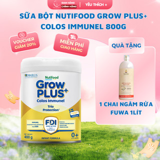   Bác Sĩ Đăng  Sữa Bột Nutifood Grow Plus+ Colos Immunel 800g ,Tặng 1 chai Fuwa Ngâm Rửa 1L 