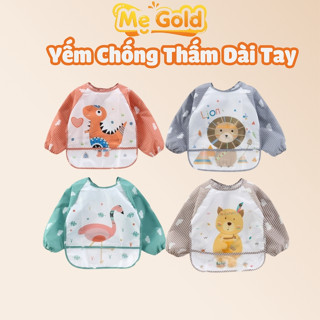  Áo Yếm Ăn Dặm Chống Thấm Nước Cho Bé Có Tay Yếm Ăn Dặm Cho Bé Có Máng Hứng Thức Ăn 