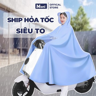 Áo mưa 2 đầu 1 đầu nam nữ xe máy xe điện Moni trong suốt cao cấp áo mưa choàng to không tai gương