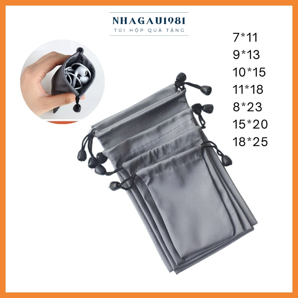 Túi Dây Rút Vải Da Chống Thấm Nước Đựng Phụ Kiện Cáp Sạc Tai Nghe Nhagau1981