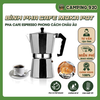 Bình Pha Cafe Moka Pot - Pha CAFE Espresso Phong Cách Châu Âu Bình Pha Cà Phê Dã Ngoại Camping