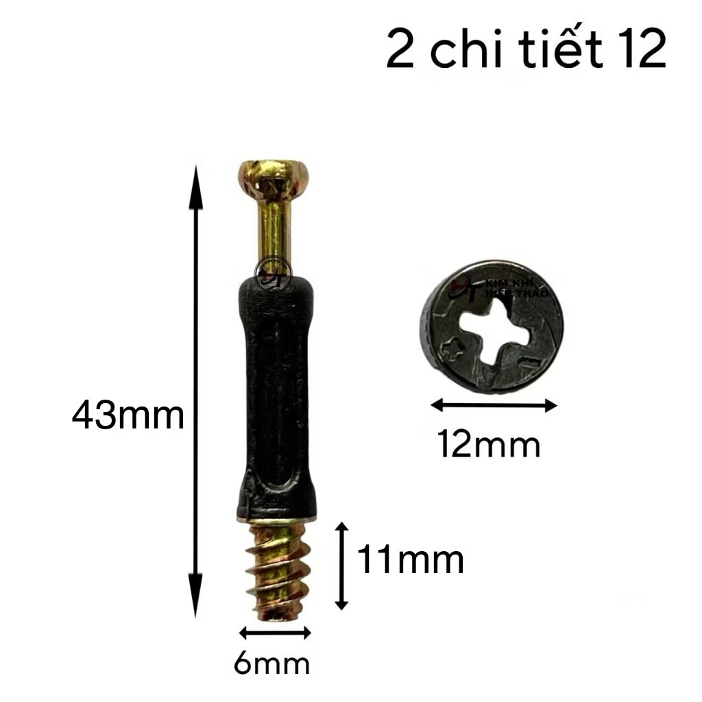 100 bộ - Ốc cam liên kết gỗ chốt cam âm 2 chi tiết d12 gói 100 bộ OC2TP