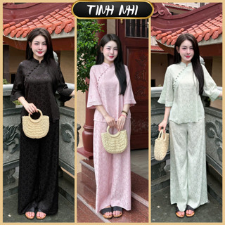  Đồ lam đi lễ phối tay hoa cúc TINH NHI sang trọng và thanh lịch PP342 