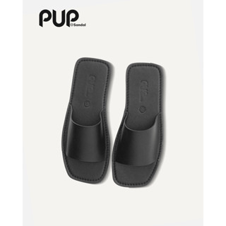 Dép Da Nam Nữ Pup Sandal - Dép Da Bò Basic Quai Ngang Unisex, Màu Đen, Kem Cao Cấp
