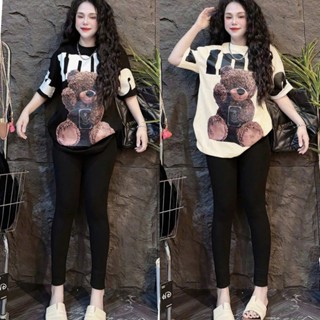  Set Đồ Bộ Nữ Quần Dài Ôm Chất Tăm Lạnh Áo Phối In Gấu INDI NÂU Mặc Nhà Bigsize Đi Chơi Mùa Hè Đẹp 