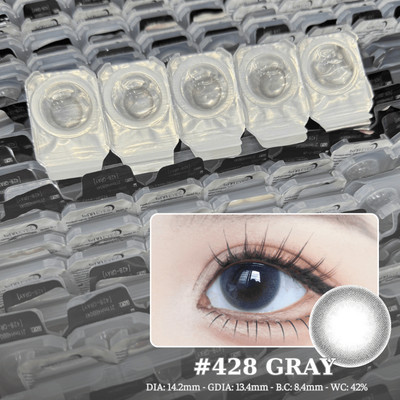 [1-day] Lens mắt 428 Gray màu xám tự nhiên, không viền, dùng 1 lần, lens 1 ngày đủ độ hãng LUNA EYES