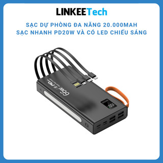 Sạc Dự Phòng 20000mah, Chính Hãng, Sạc Nhanh 22.5W, Có Sẵn Cáp Sạc, Sạc Được Nhiều Thiết Bị PKMALL