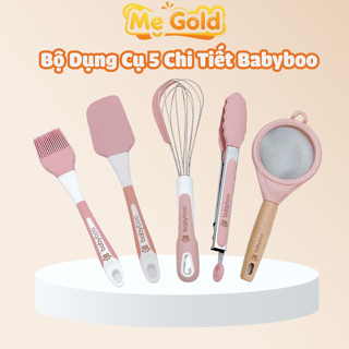 Bộ chế biến ăn dặm Babyboo cho bé 5 chi tiết chất liệu silicon chịu nhiệt, Phới quánh cháo, Bộ dụng cụ chế biến babyboo