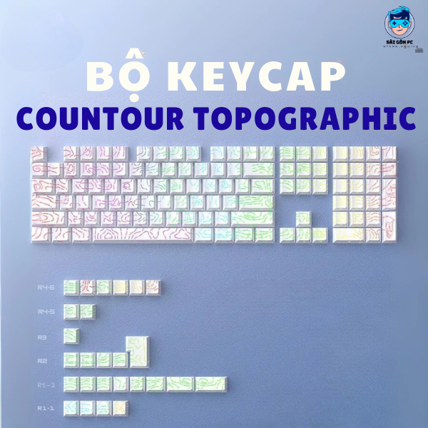 Bộ Keycap Contour TOPOGRAPHIC - Xuyên Led - Mạch Xuôi - PBT Double shot - Cherry