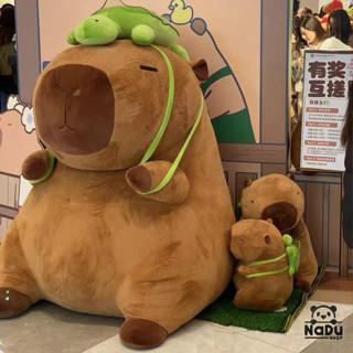 Gấu Bông Chuột Capybara Đeo Balo Rùa, Thú Nhồi Bông Capybara Bông Mềm Mịn Gấu Bông Nadu