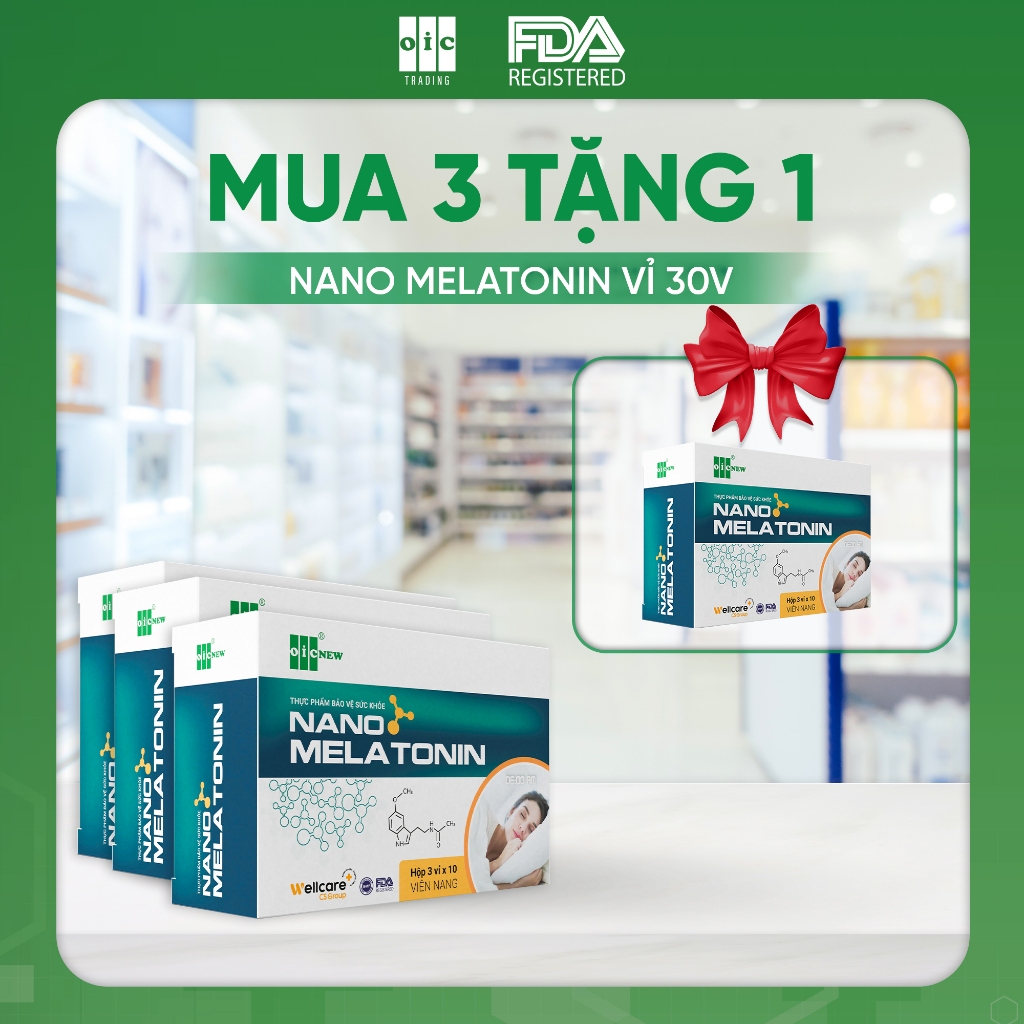 [Mua 3 Tặng 1] OIC NEW Nano Melatonin Hỗ Trợ Cải Thiện Tình Trạng Mất Ngủ, Hộp 30 Viên