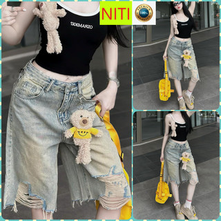   NCRS2453  QUẦN JEANS NGỐ LỬNG NỮ LƯNG CAO RÁCH 2 MẢNG LAI TUA MÀU XANH VÀNG CÁ TÍNH TÔN DÁNG XỊN SÒ HOT HIT 