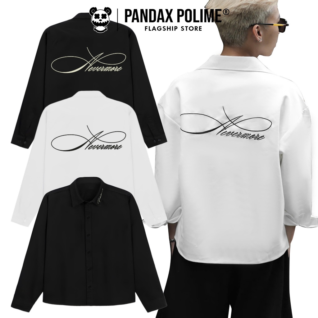 Áo sơ mi boxy local brand thêu unisex local brand form rộng basic cặp đôi nam nữ px pandax polime