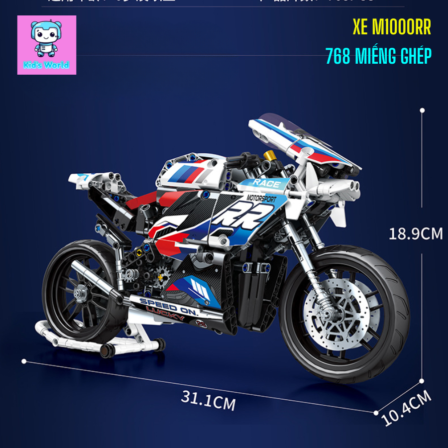 Mô Hình Đồ Chơi Lắp Ráp Technic Xe Mô Tô Đua M1000RR 768 Miếng Ghép Phù Hợp Sưu Tầm, Trang Trí, Quà 
