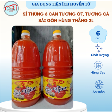 Sỉ thùng 6 can tương ớt, tương cà Sài Gòn Hùng Thắng 2l giá rẻ thơm ngon, date xa